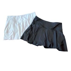 Athleta Bundle/2 Tennis Pickleball Golf Athletic Skorts White/Black Women’s Sz M